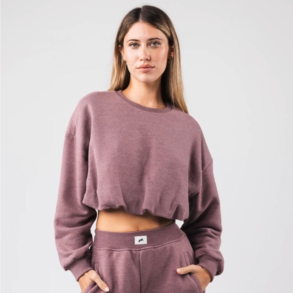 Alphalete Mauve Cropped Crewneck Sweatshirt